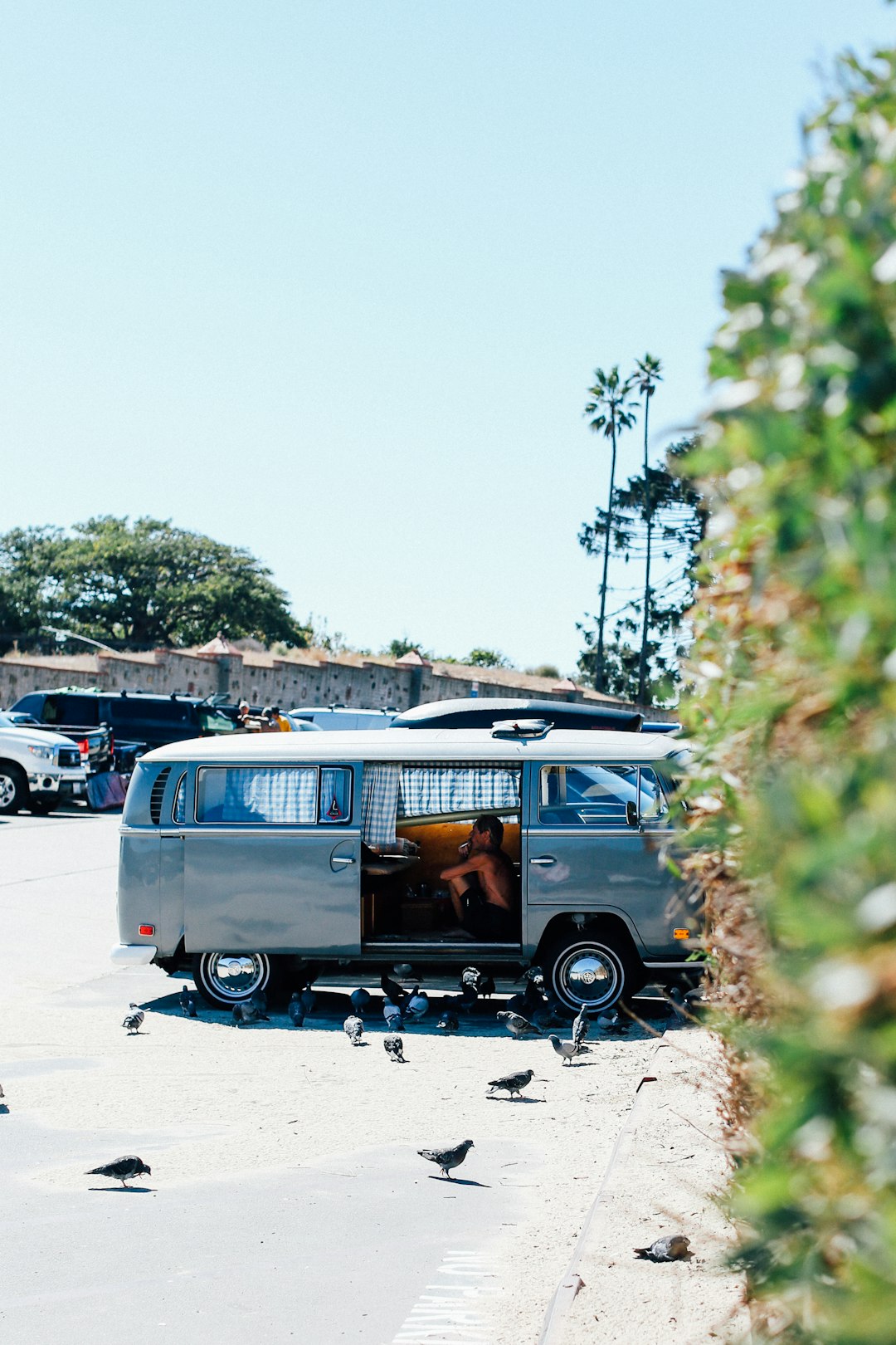 open silver Volkswagen van in parking lot