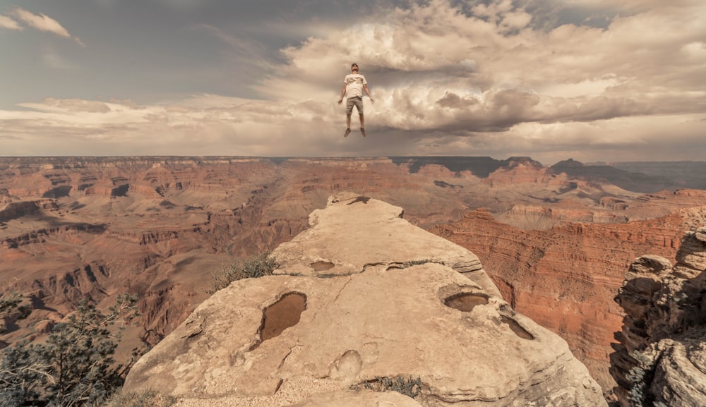 person in white shirt floating effects