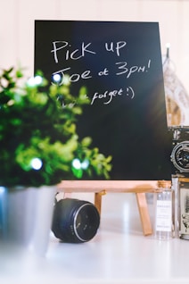 black chalkboard with stand