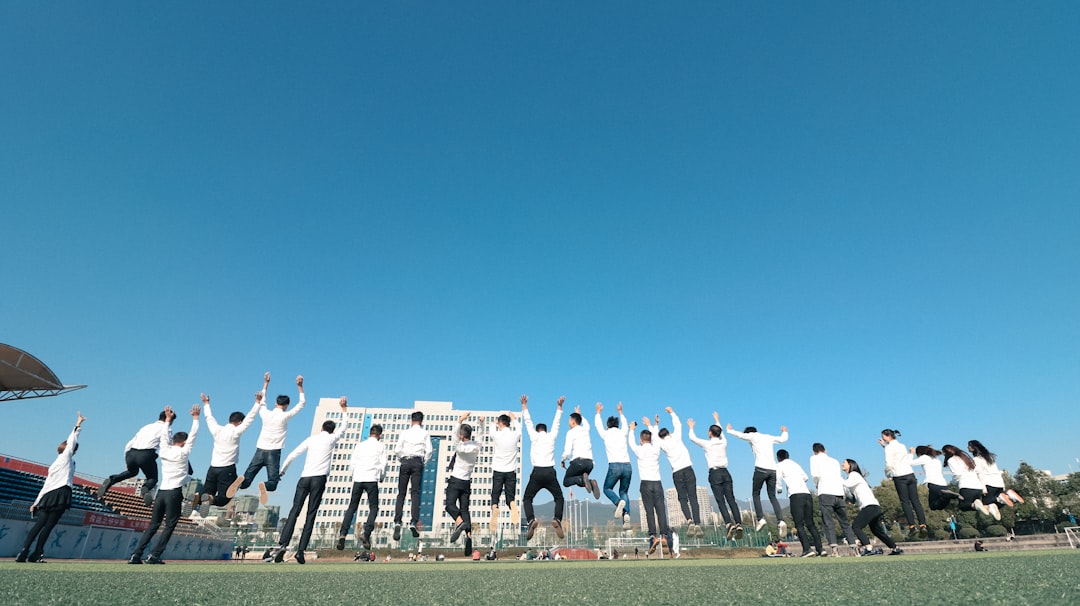 group of people jumping