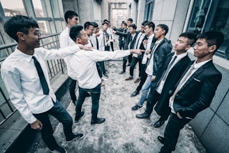 group of man gathering inside room