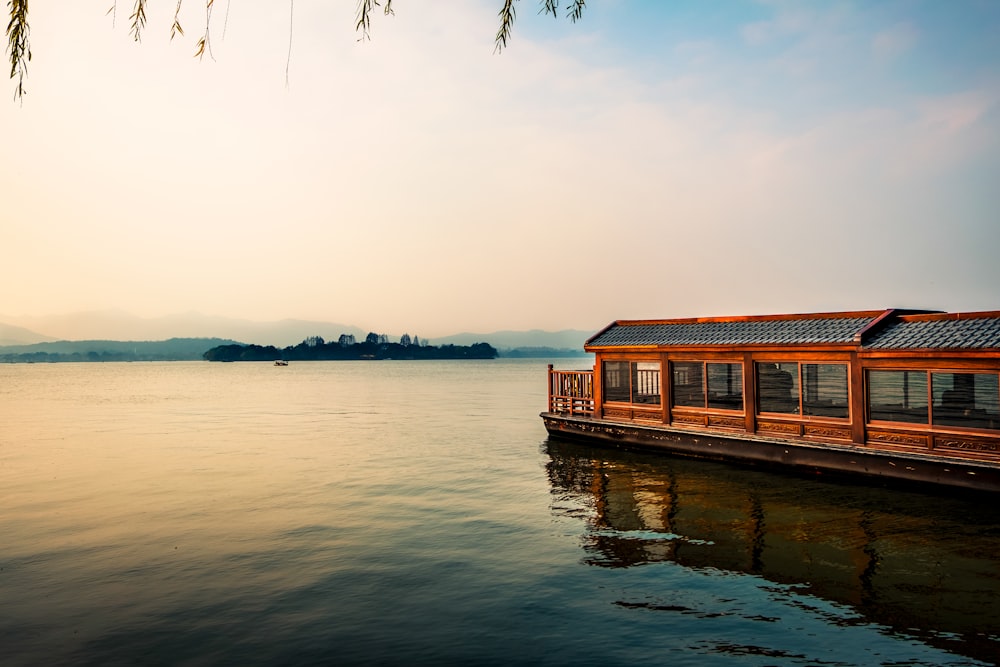 brown floating house