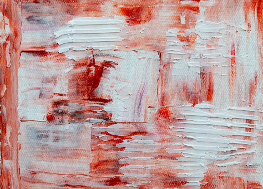 white and red abstract painting