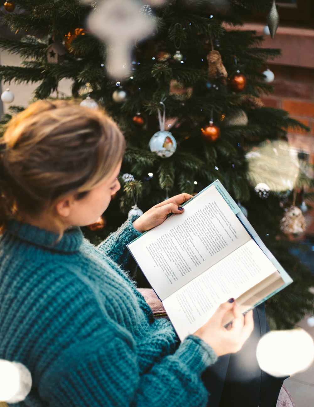 woman reading book