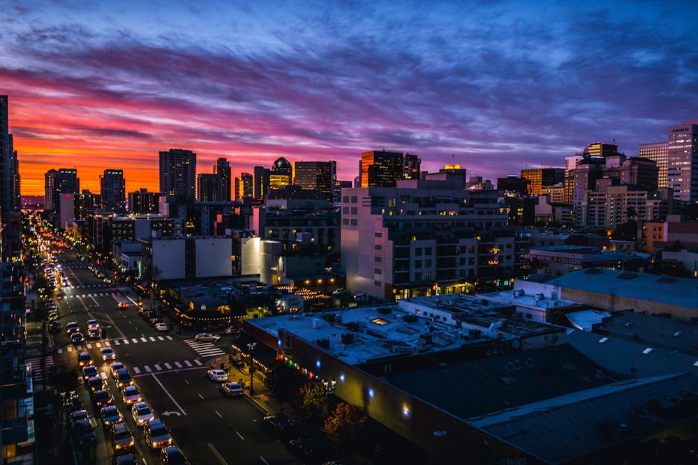 lighted city at night