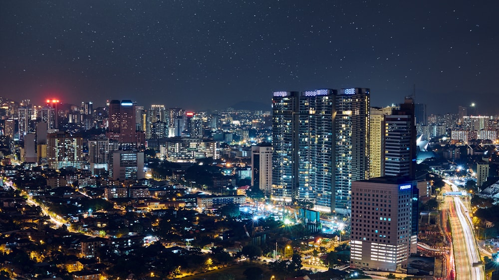 aerial view photography of city at night