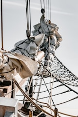 Detail of hand-stitched marine canvas with reinforced seams on a yacht canopy.