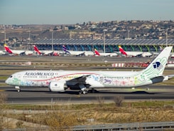 An airplane loaded with Mexican products preparing for takeoff.