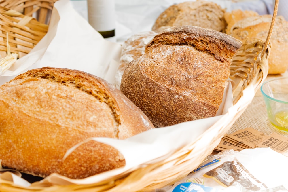 bread placed on basket