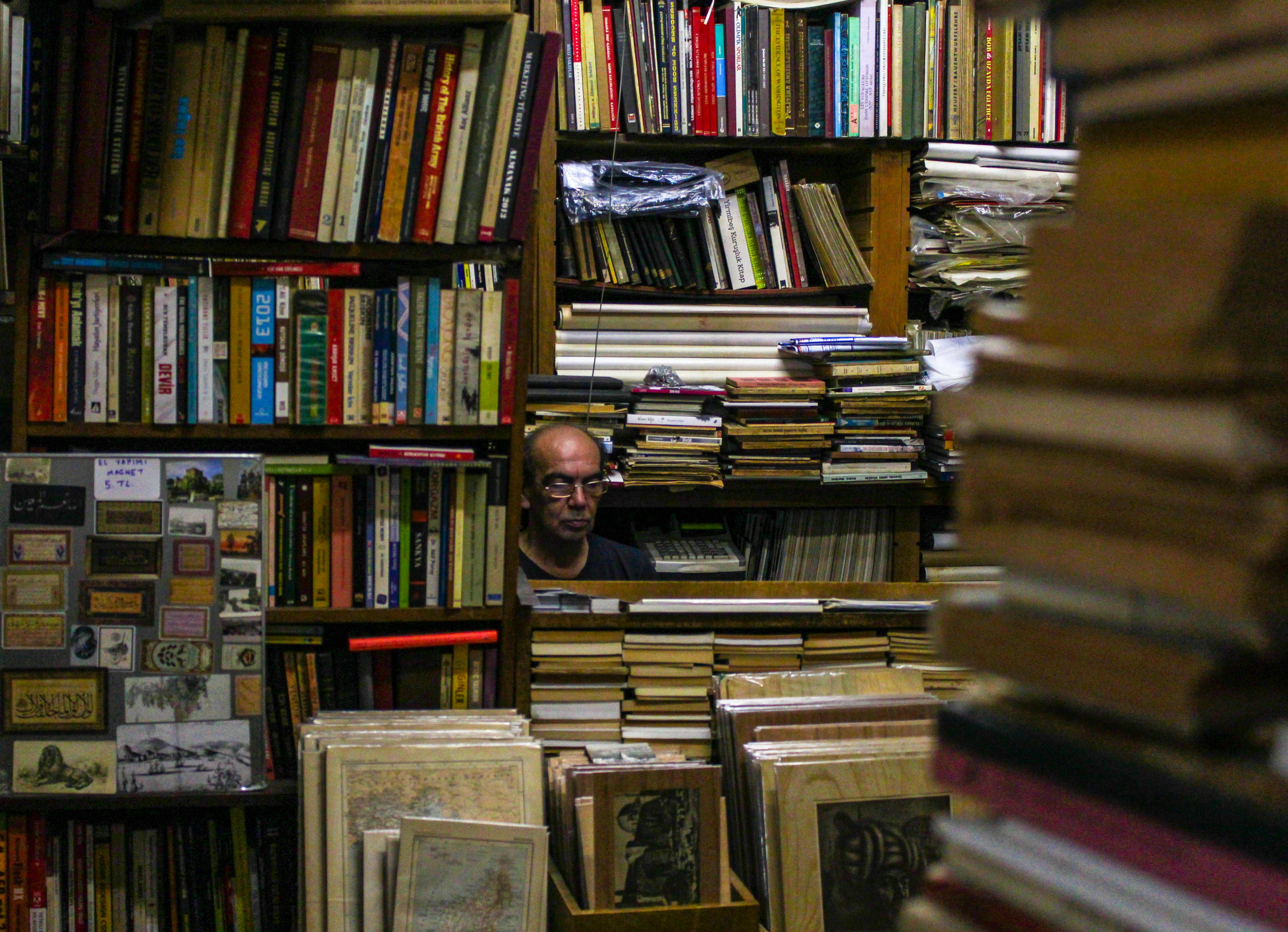 person in the library room