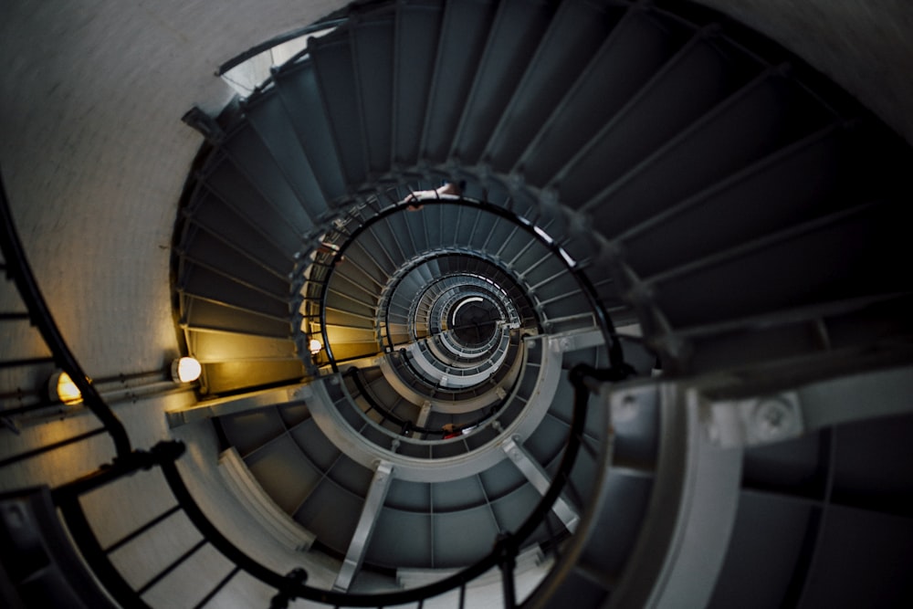 black and grey empty stairwell