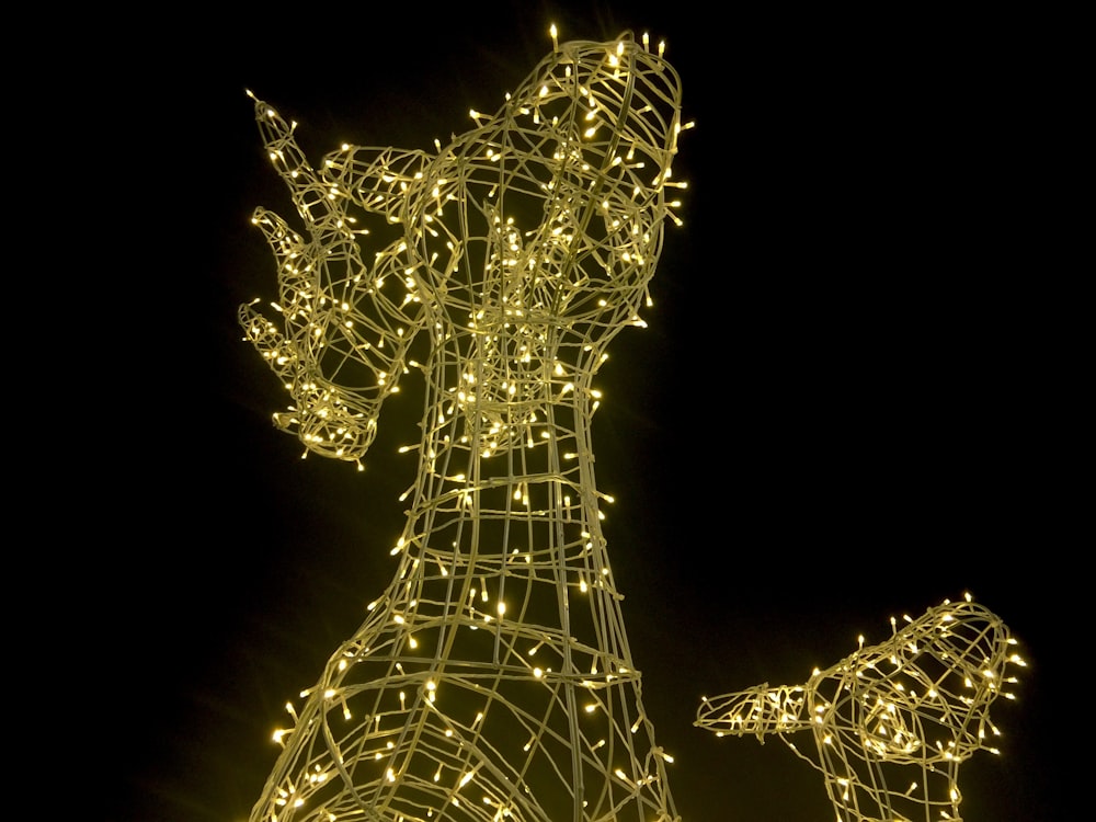 yellow lighted deer decorations