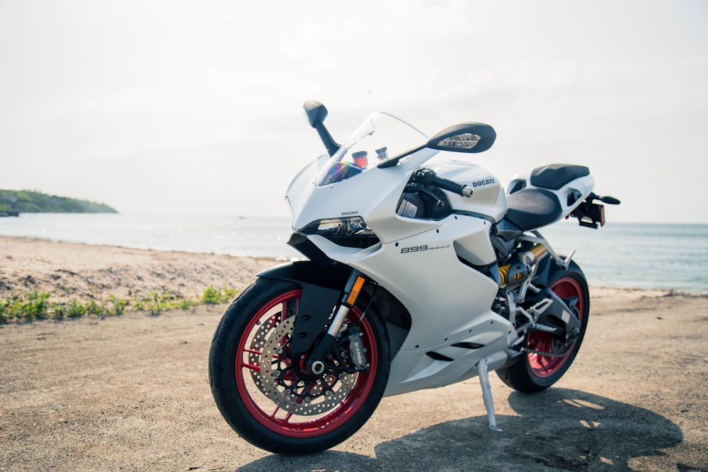 gray sportbike on gray surface