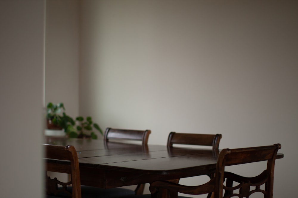 empty black wooden dining set