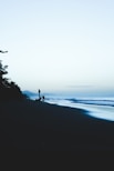 silhouette of people on seashore
