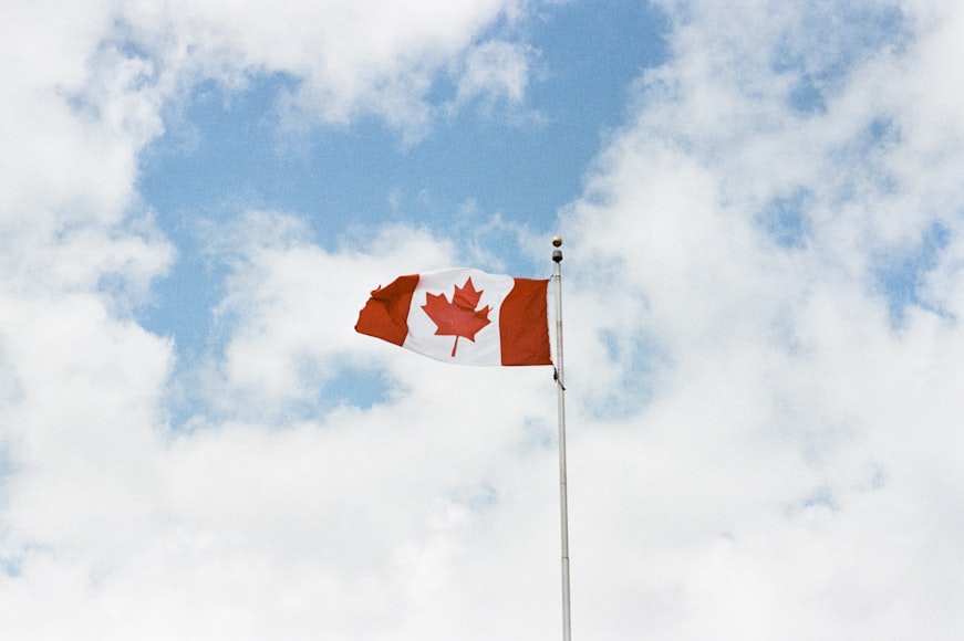 Canadian flag hoisted up 