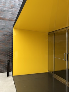 A vibrant entrance flooring made from recycled materials.