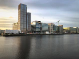 A scenic view of Dublin's city skyline with conference banners in the foreground