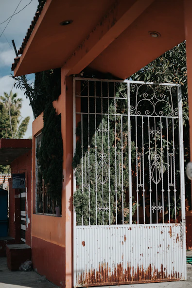 white metal gate