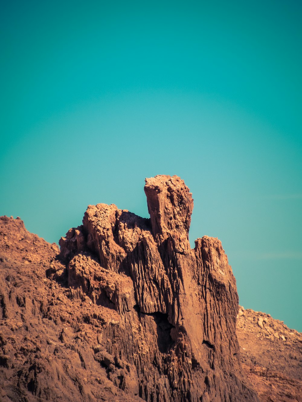 low angle photography of rock formation