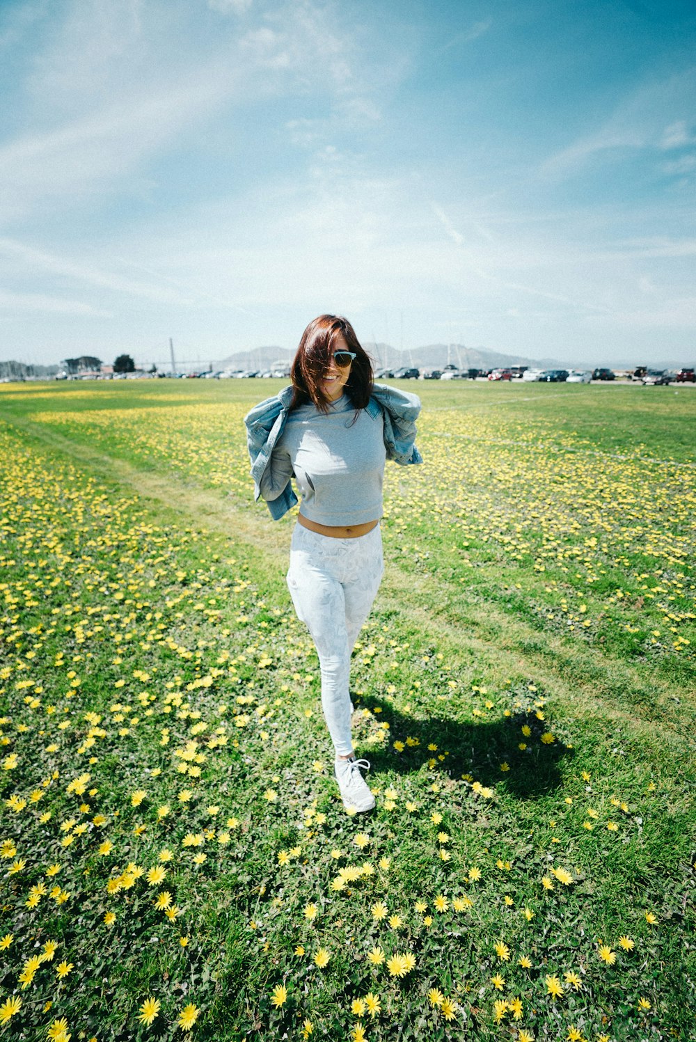 woman walking on farm raod