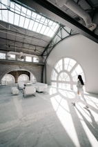 woman walking inside the building