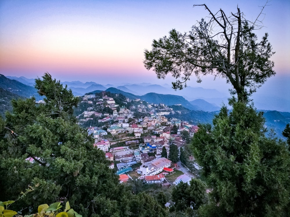 aerial photography of city surrounded by mountains during daytime