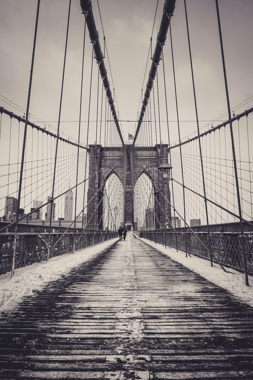 grayscale photography of bridge