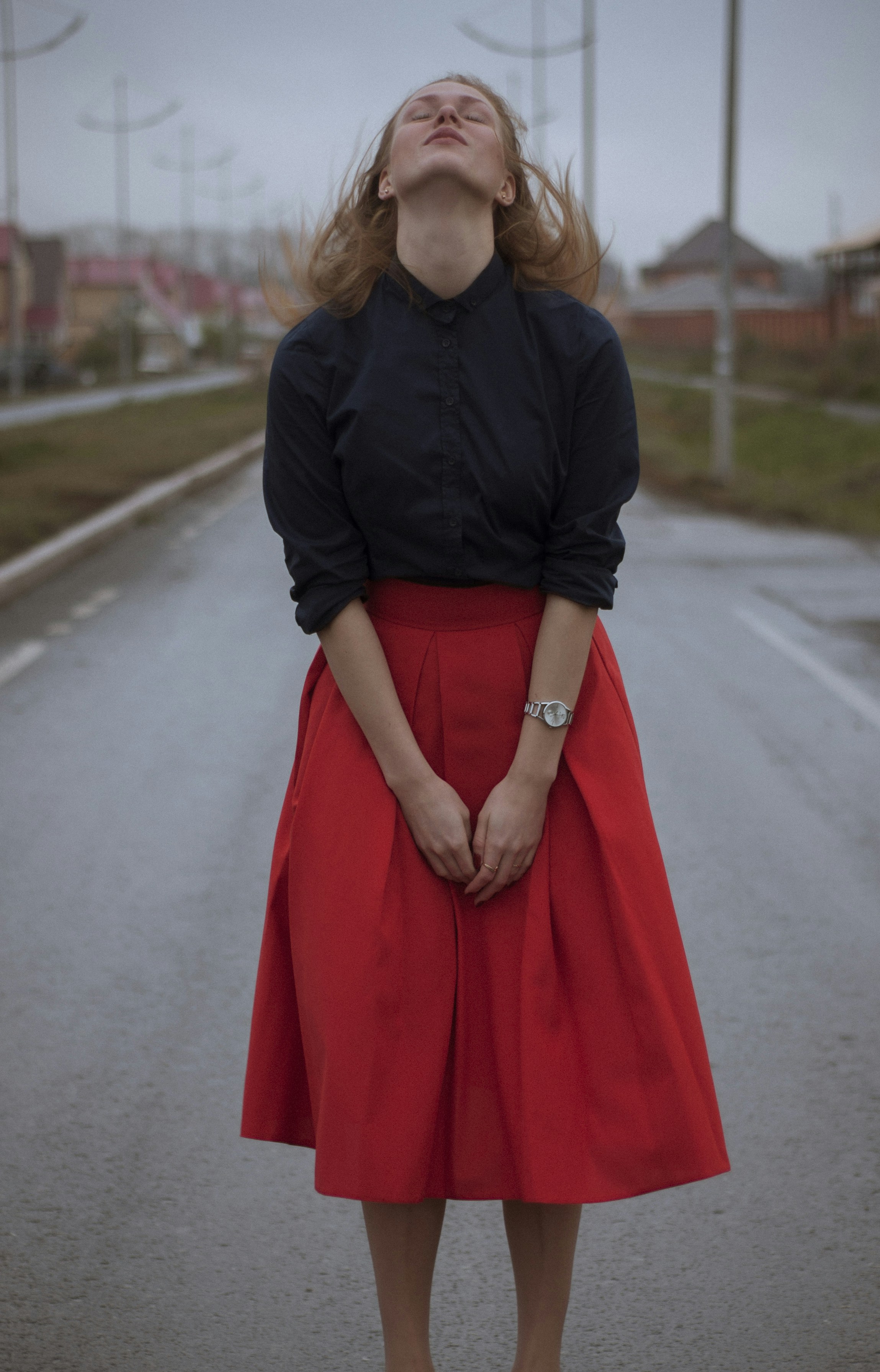 red and black shirt girl