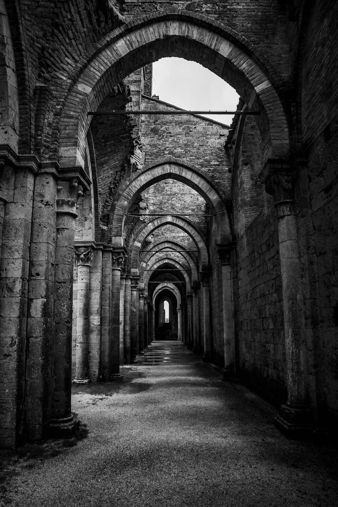 empty gothic building hallway