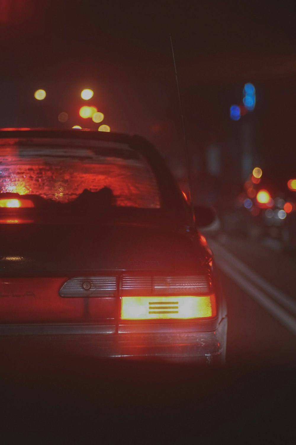 vehicle taillight on during night