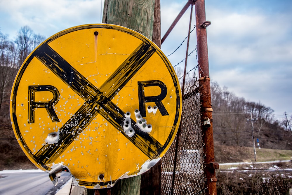 RXR road signage with bullet holes