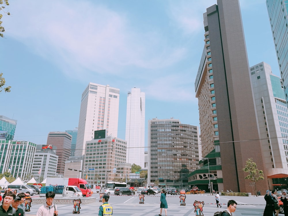 people walking near buildings