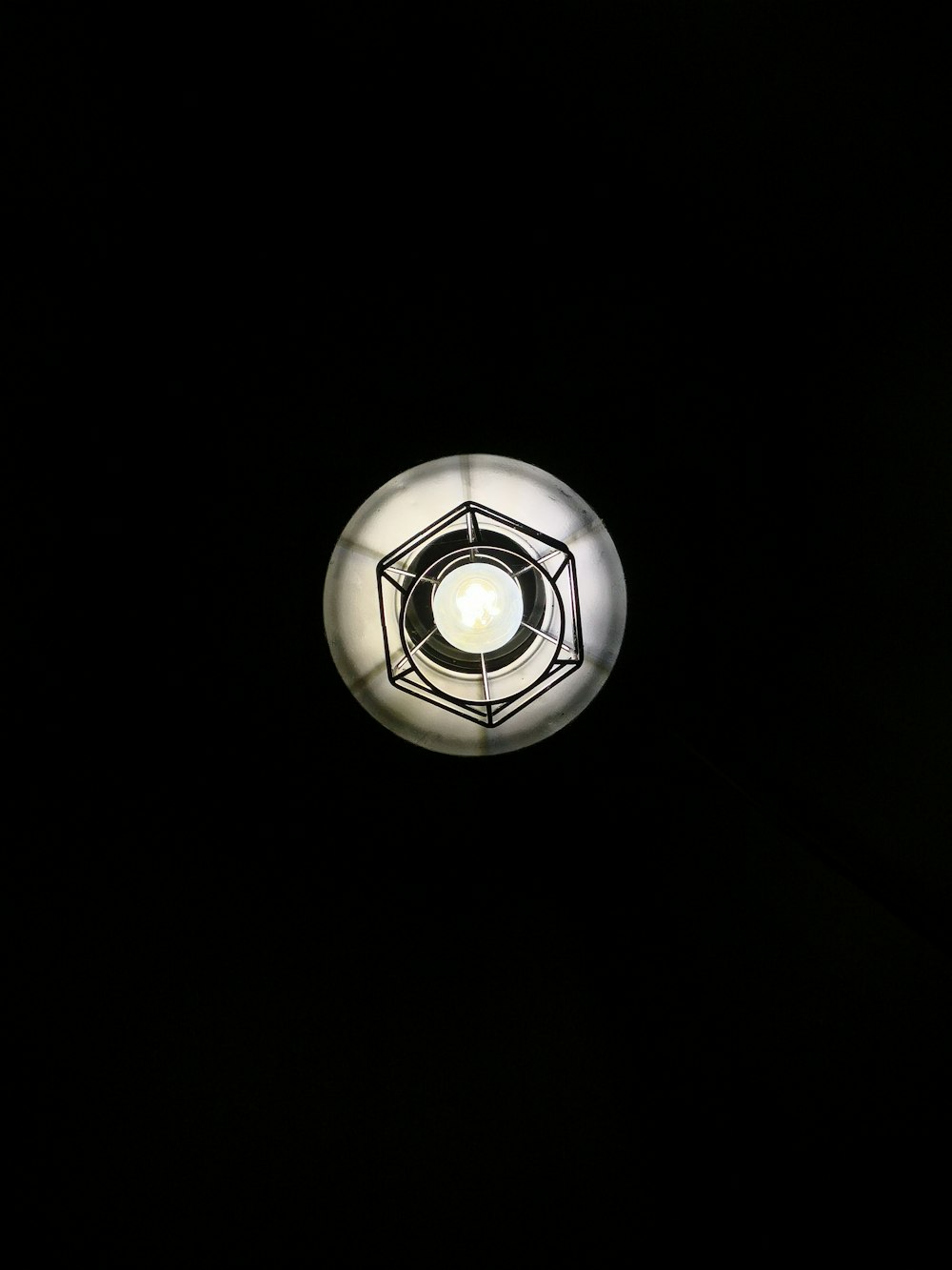 turned-on ceiling light