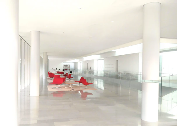 Bright lobby area featuring sleek furniture and welcoming ambiance