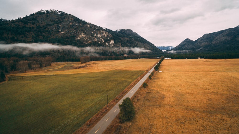 green field near mountain