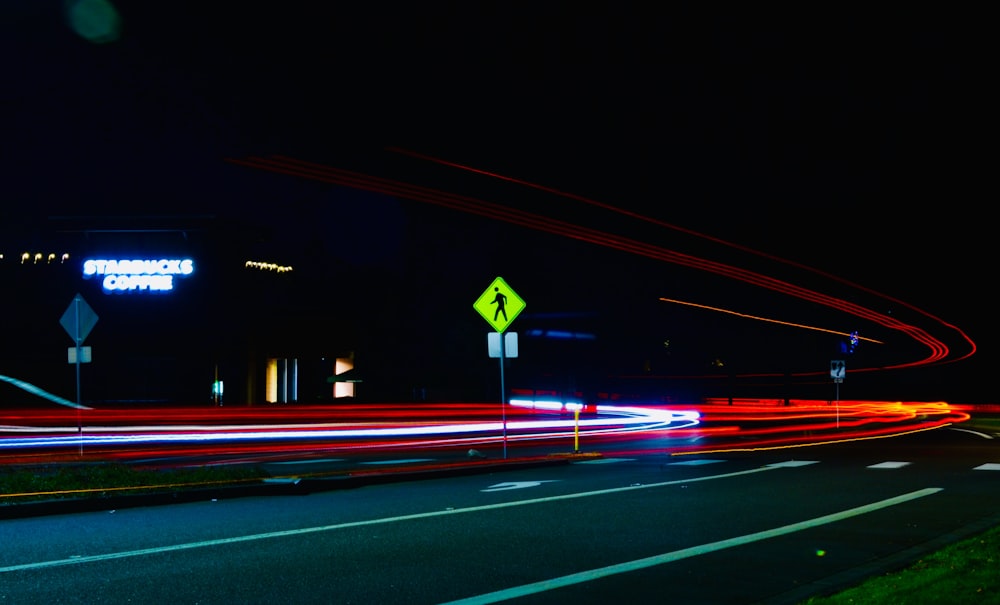 timelapse photography of road