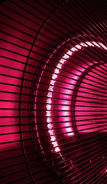 Close-up of a glowing neural network pattern in cyberpunk style colors