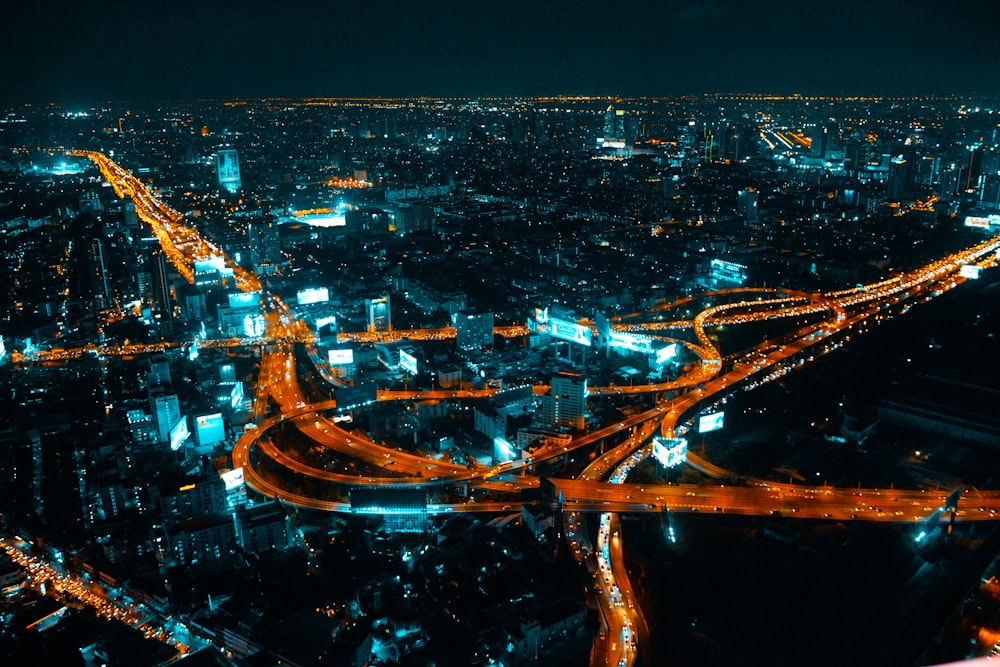 Paysage urbain pendant la nuit