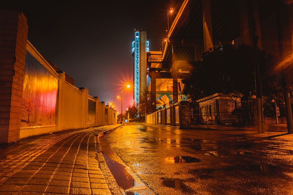 lighted building at nighttime