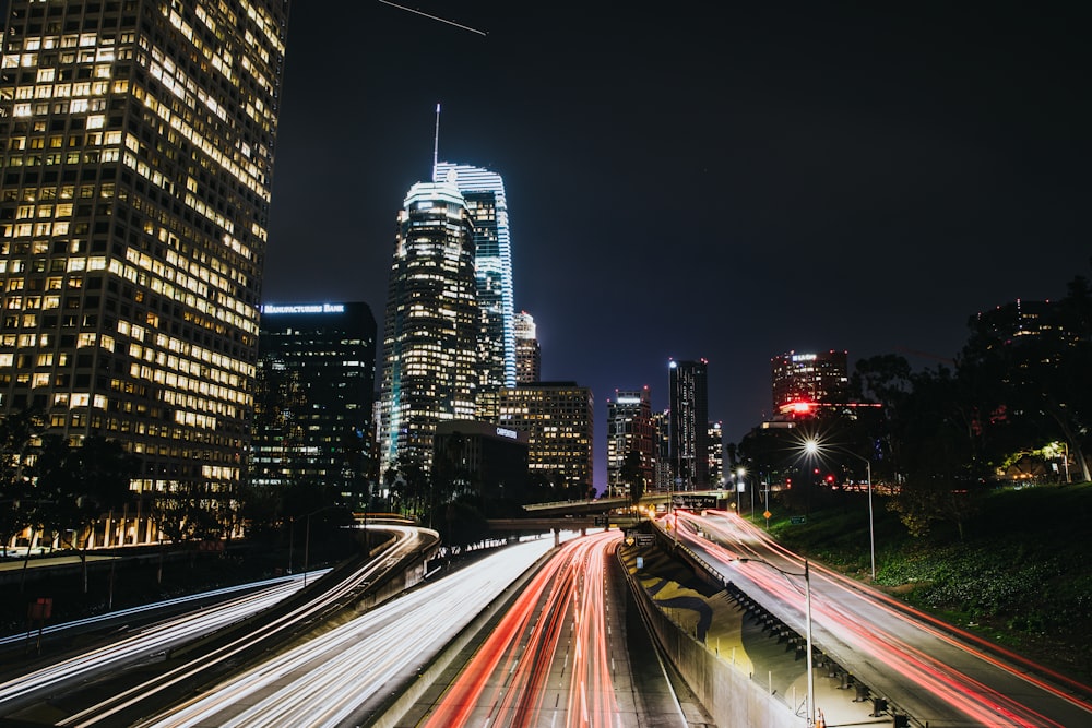 time lapse photo of highway