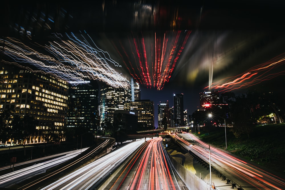 timelapse photography of road during nighttime