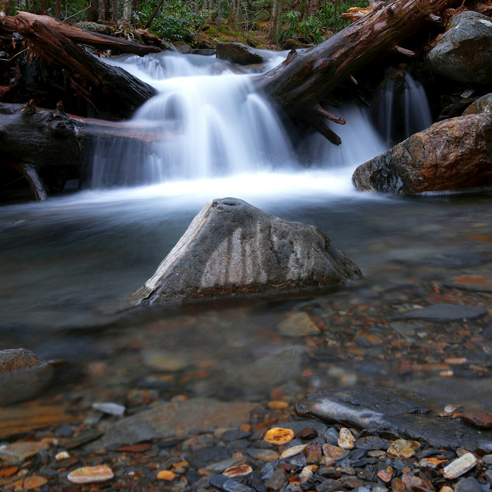 time lapse photography of water stream