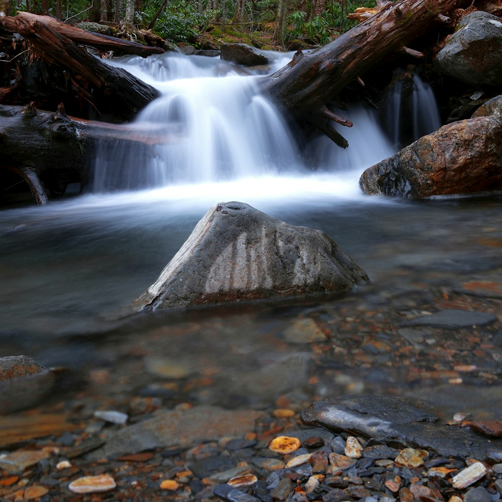 Fotografía de lapso de tiempo de corriente de agua