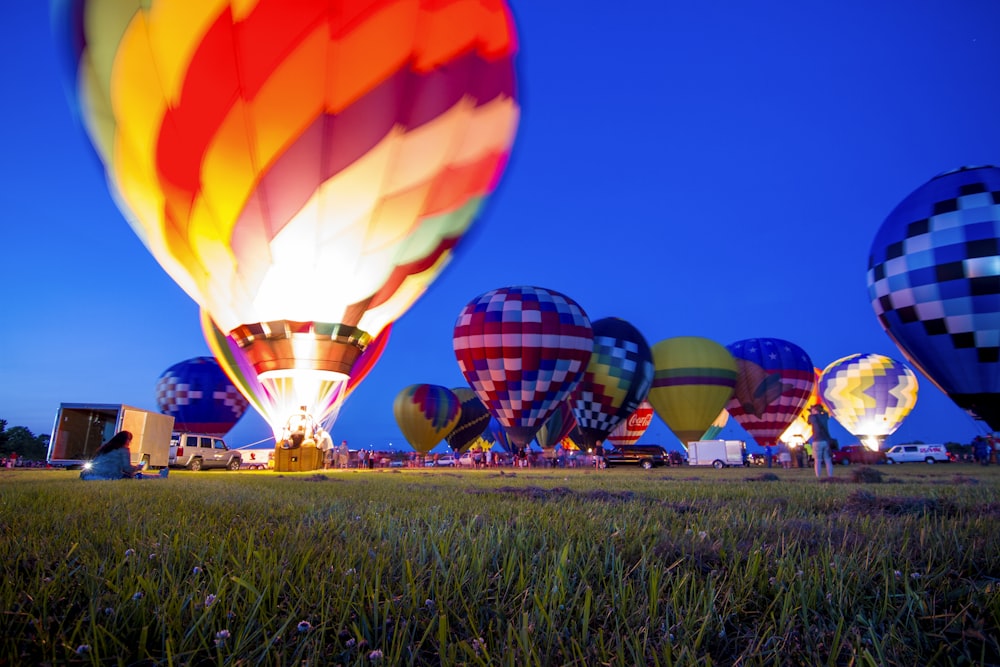 assorted-color hot air balloons