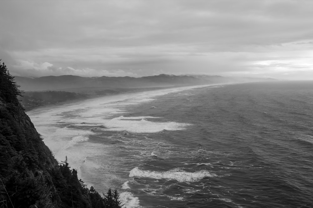 waves crashing on shore