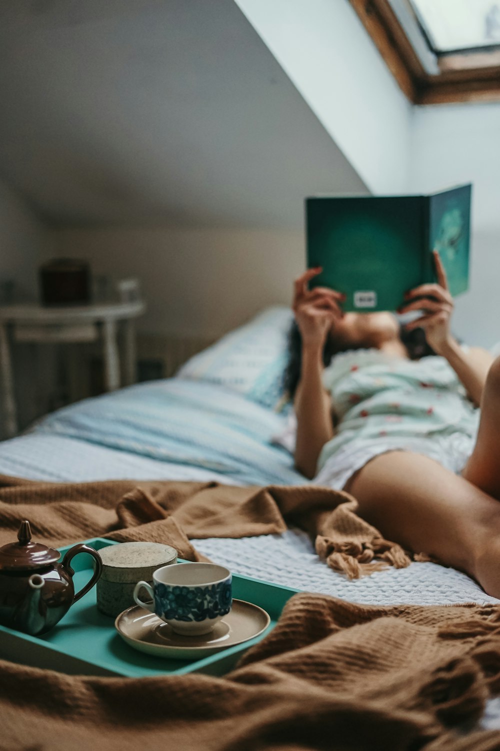 woman reading book