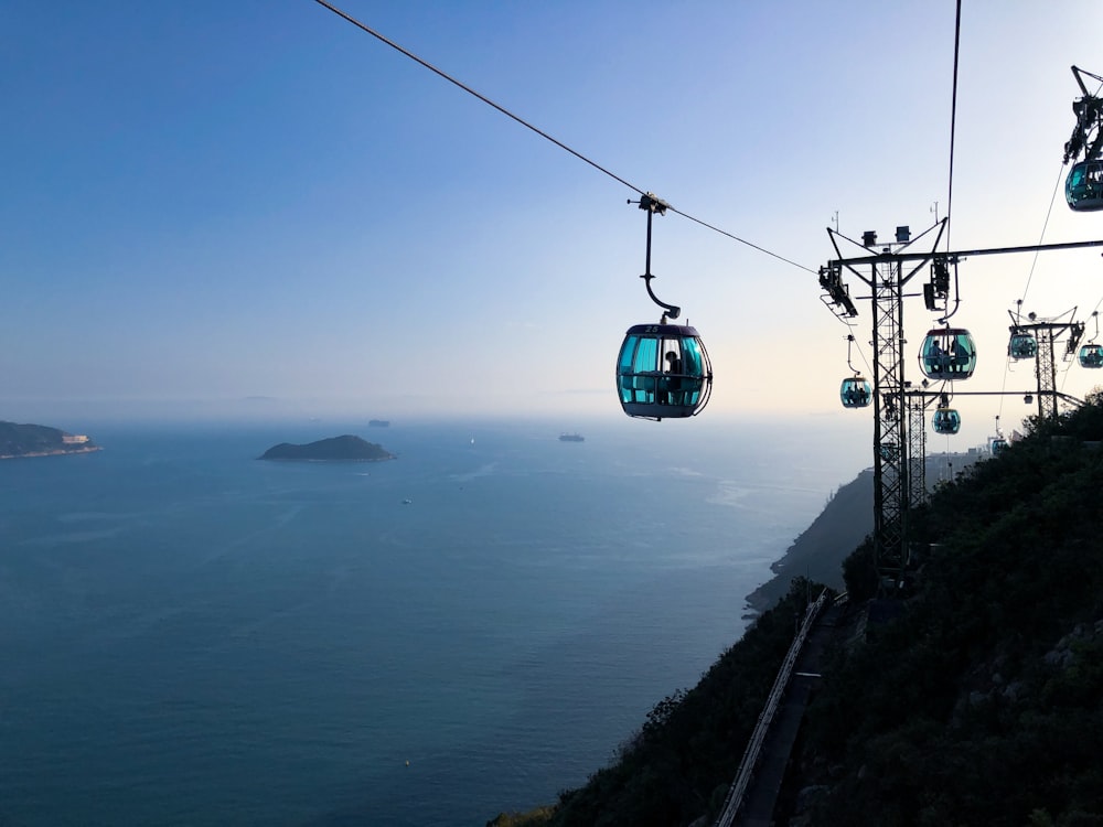 cable car under clear blue sky