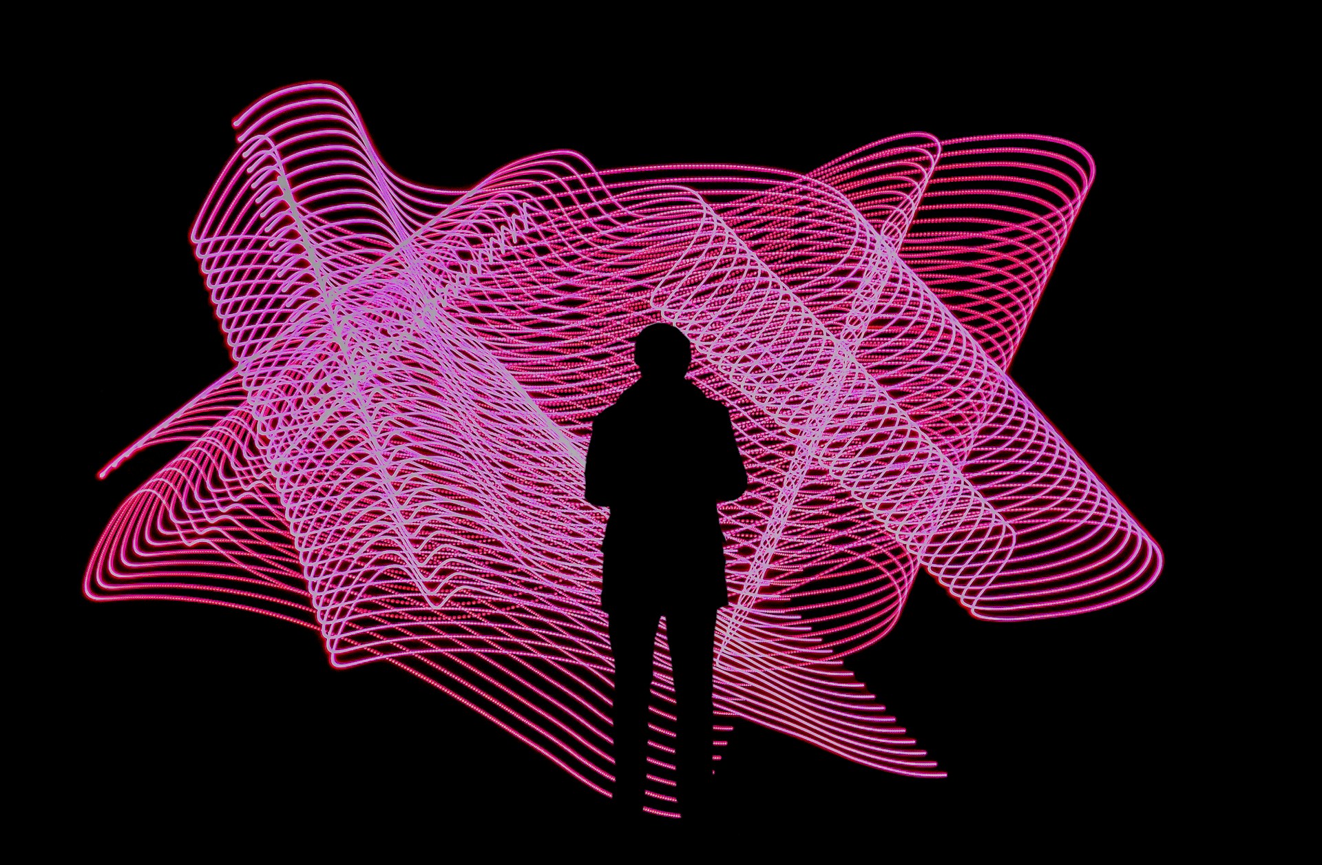 standing person with background of pink illustration