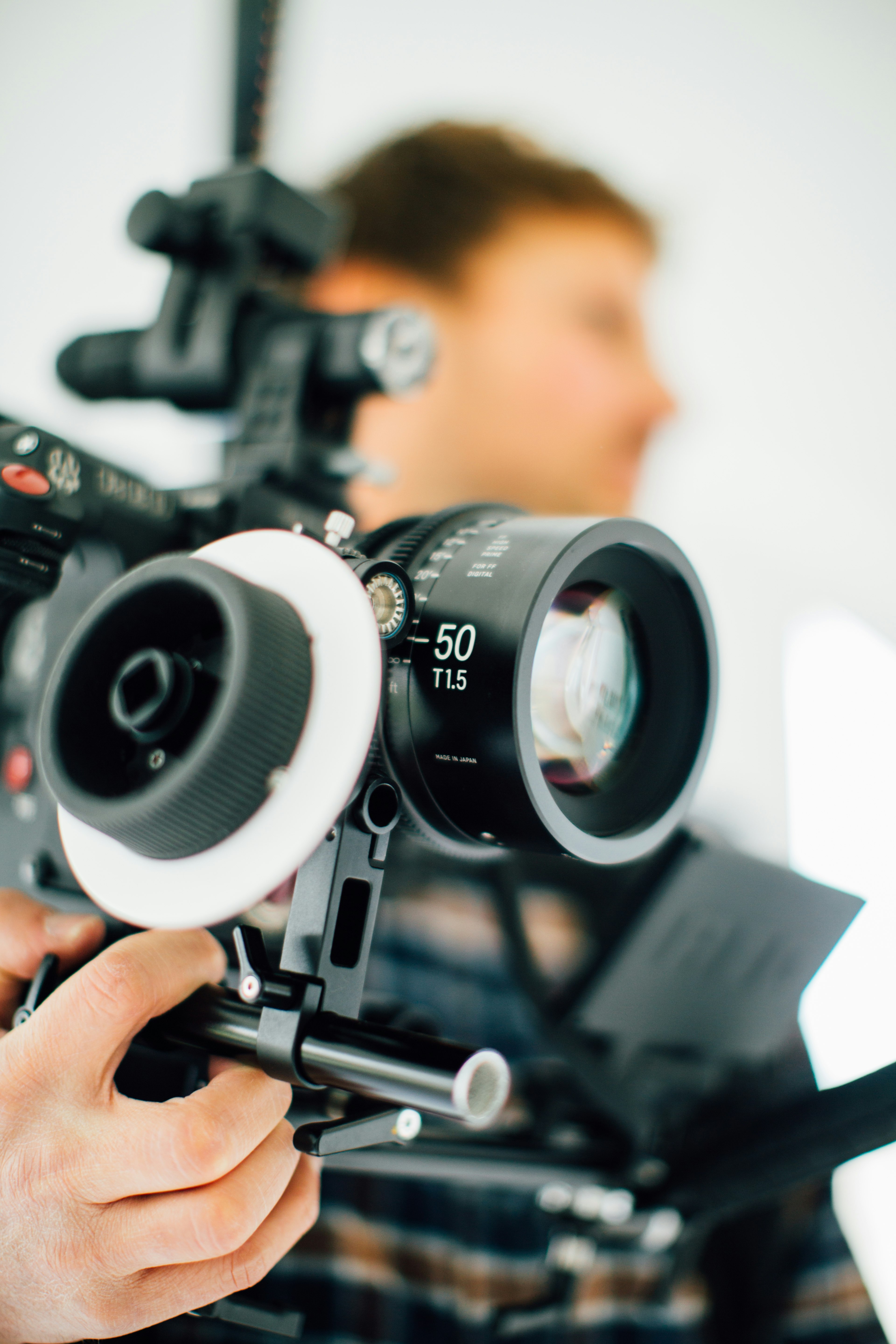 person holding camera stabilizer